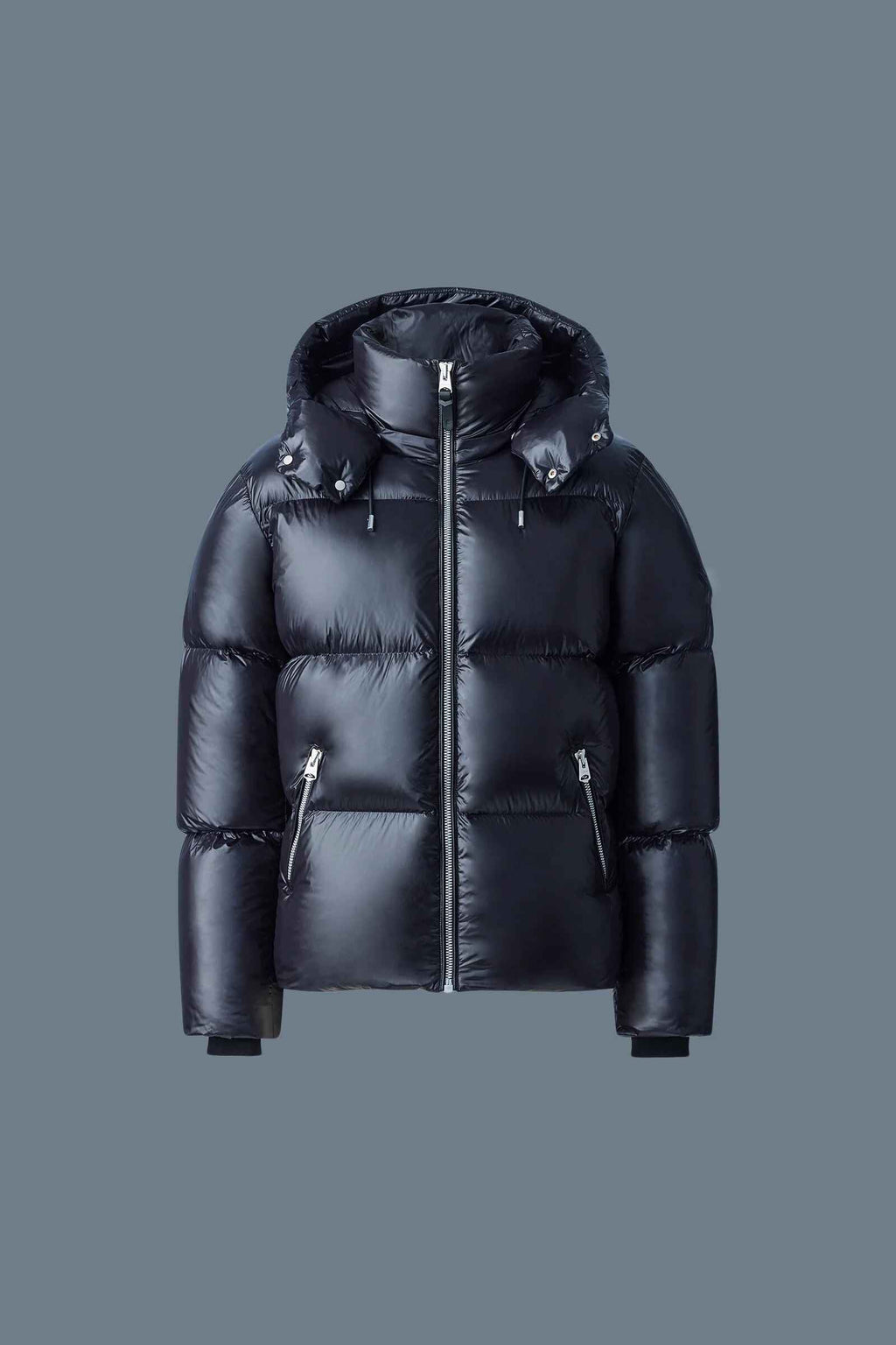 Men's Black Adjustable Hem Relax Fit Regular Fir Quilted Lustrous Down jacket