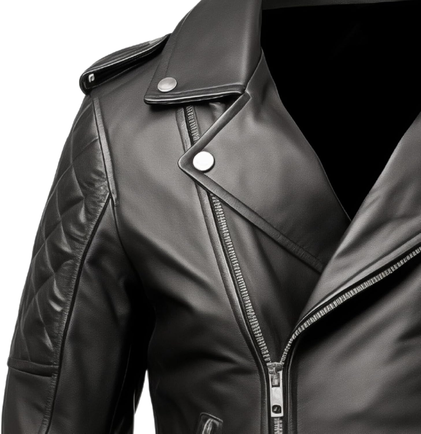 Men's Black Belted Slim Fit Real Lambskin Leather Biker Jacket