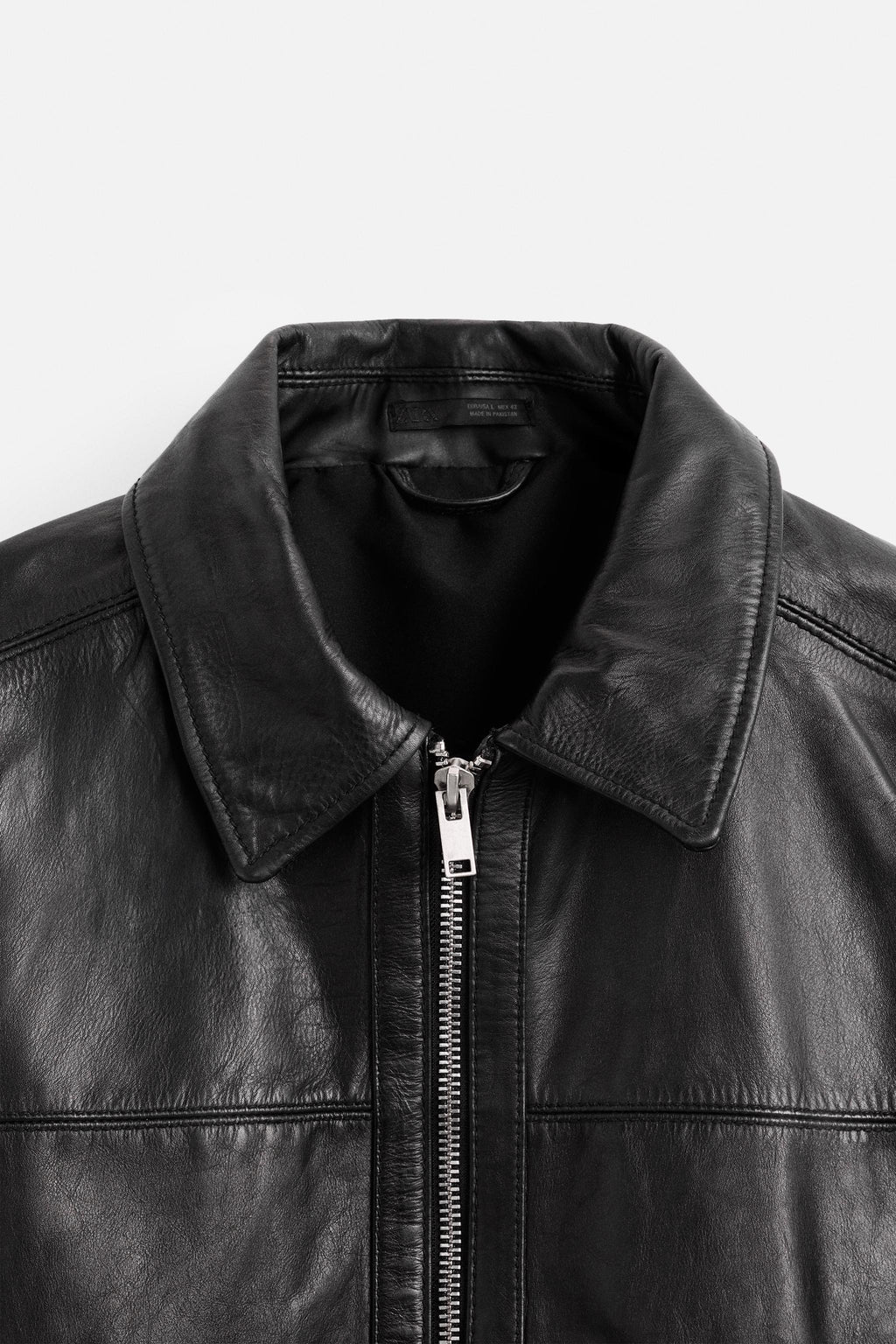 Men's Black Boxy Fit Simple Leather Jacket