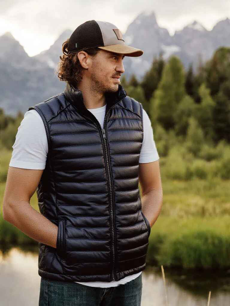 Men's Black Bridger Leather Down Vest
