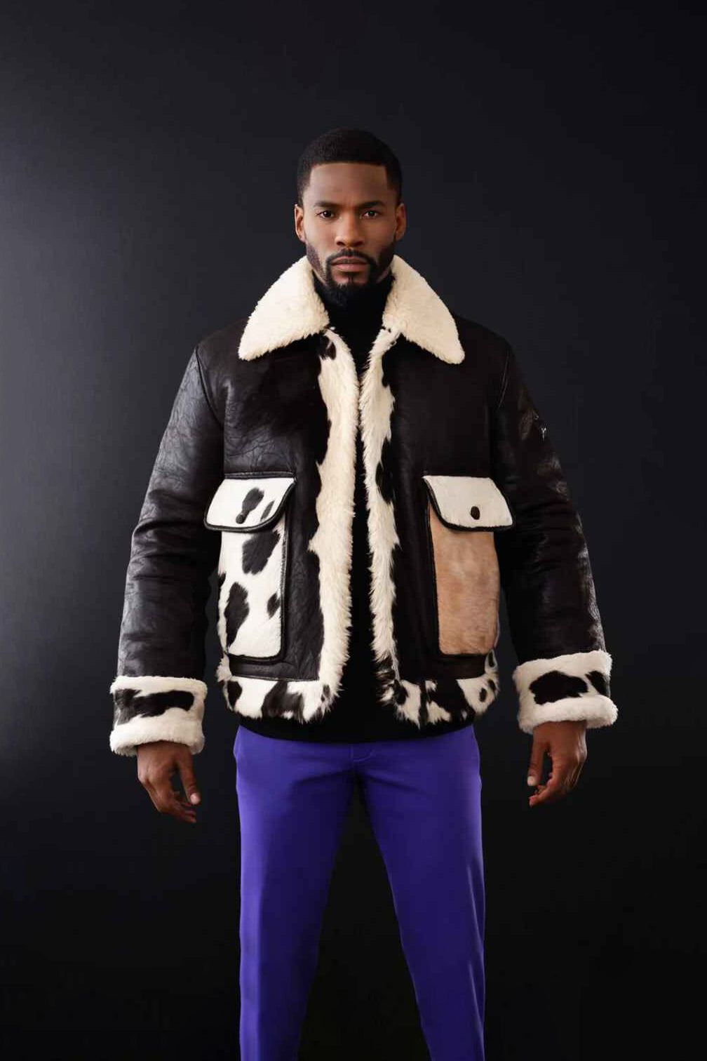 Men's Brown Cow Hair Leather Jacket