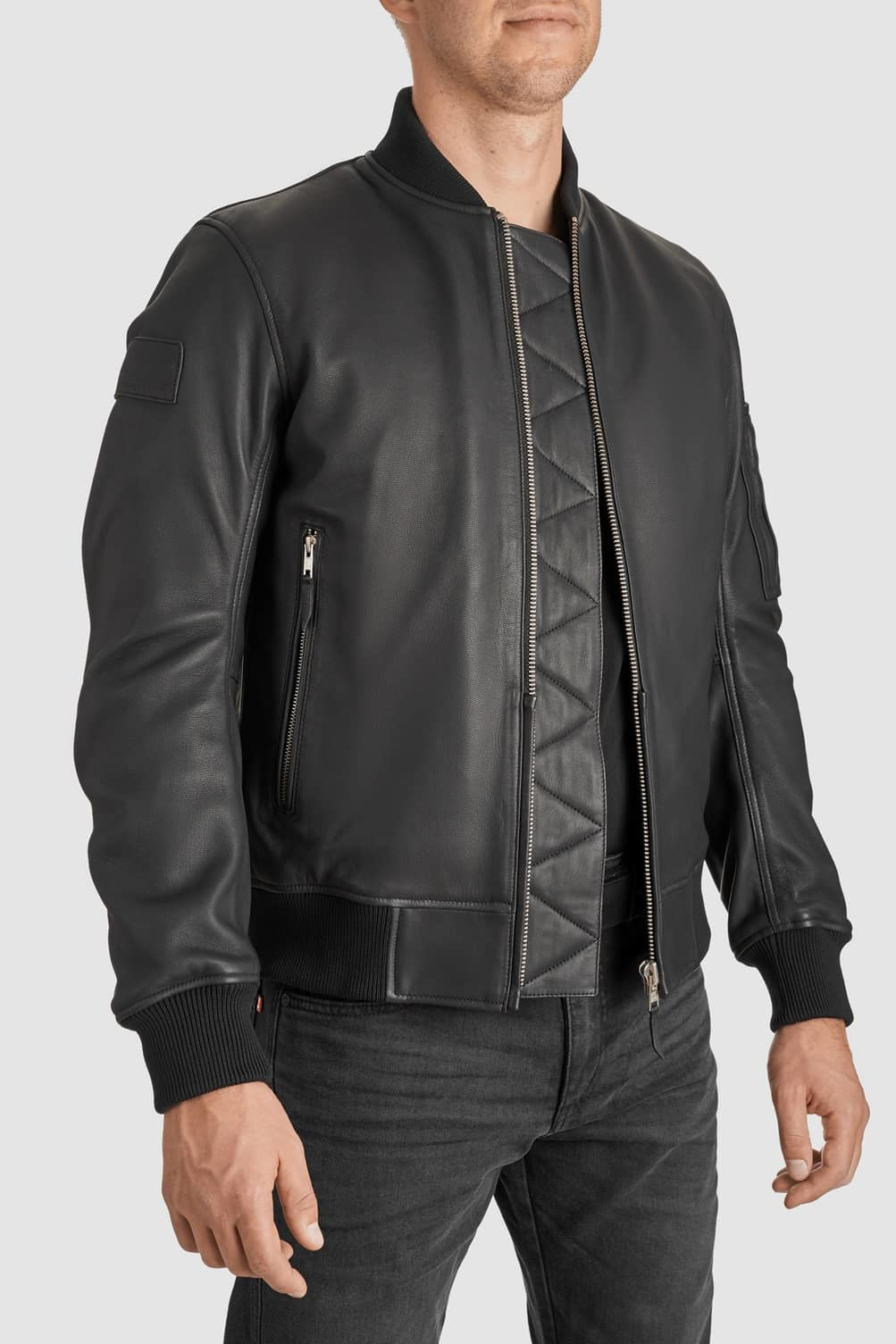 Men's Black Falcon Leather Aviator Jacket