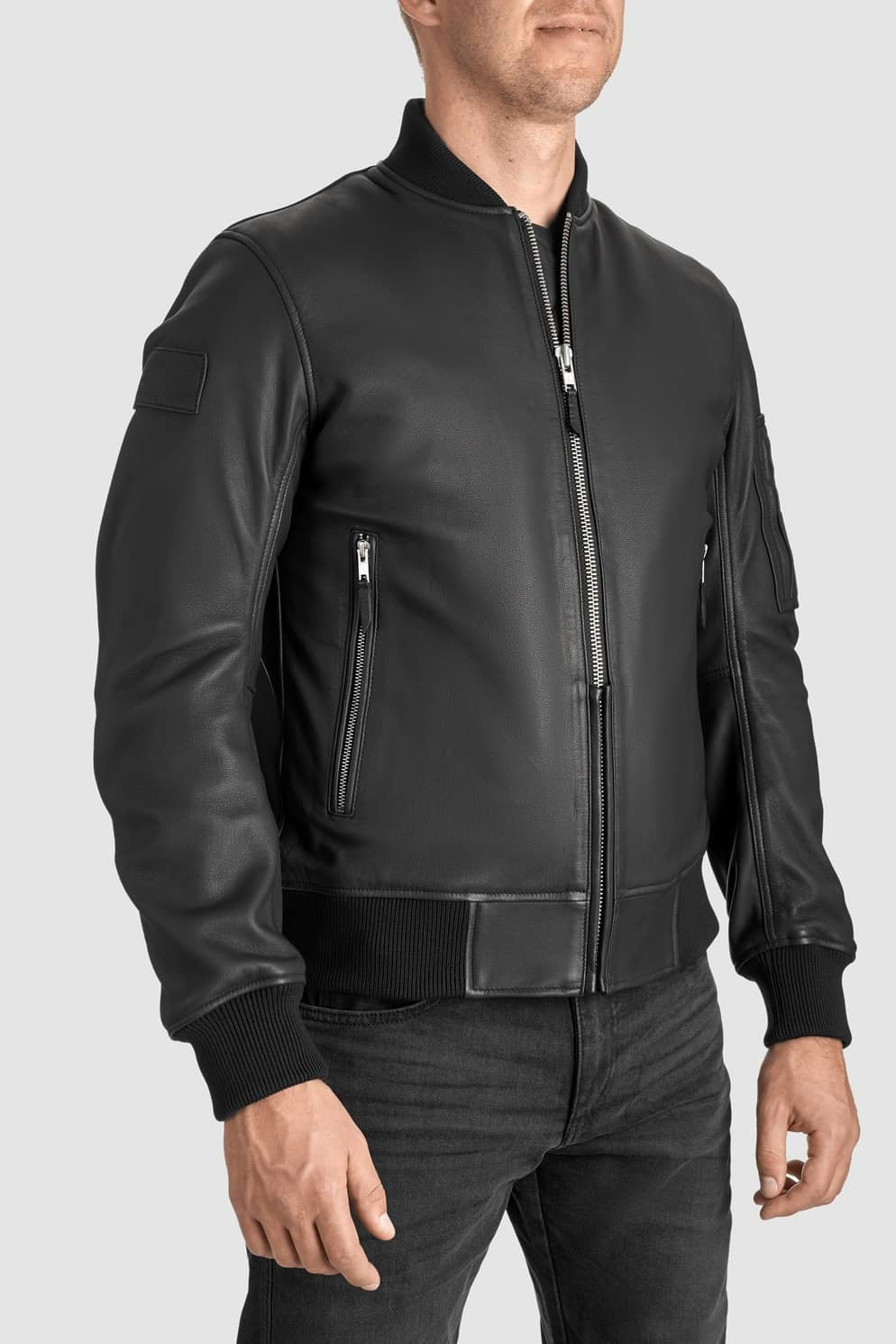 Men's Black Falcon Leather Aviator Jacket