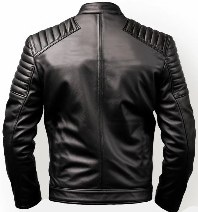 Men's Black Harvey Motorcycle Leather Jacket