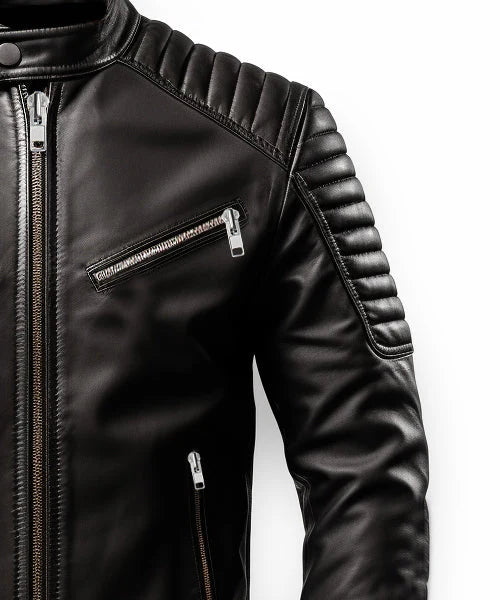 Men's Black Harvey Motorcycle Leather Jacket