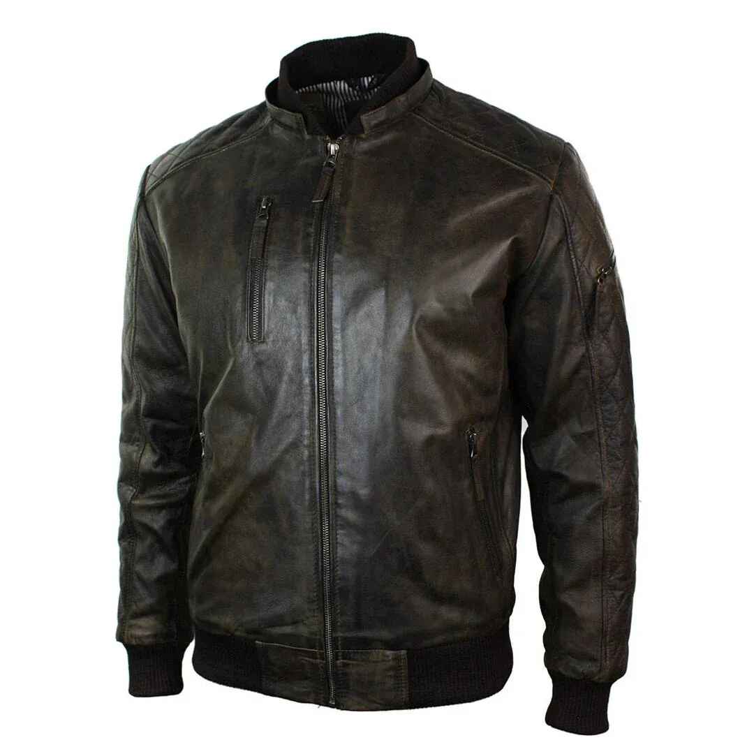 Men's Black Hooded Bomber Leather Jacket