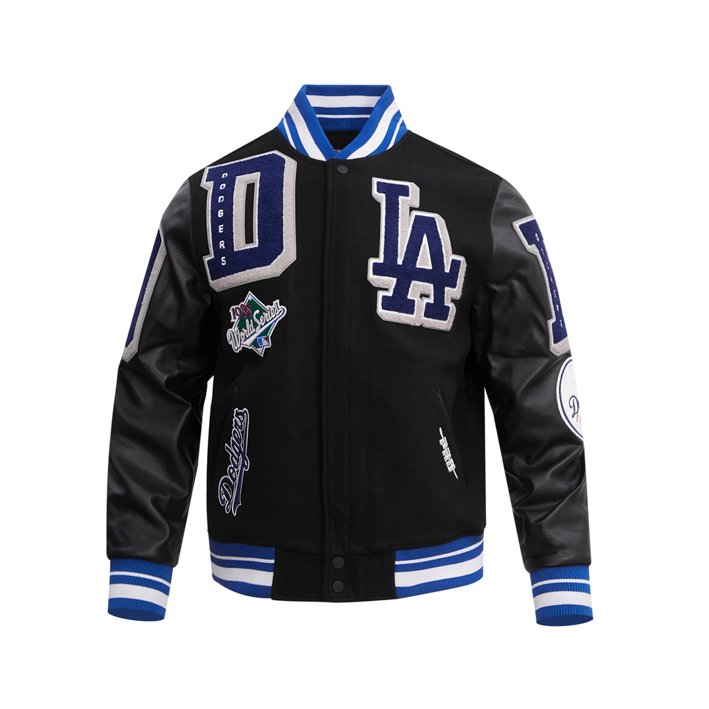 Men's Black LOS ANGELES DODGERS Rib Wool Varsity Jacket
