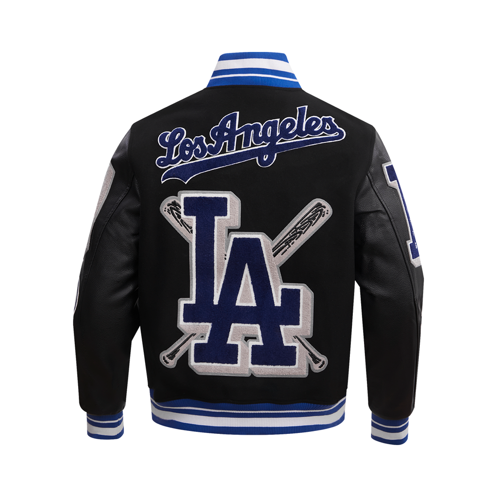 Men's Black LOS ANGELES DODGERS Rib Wool Varsity Jacket