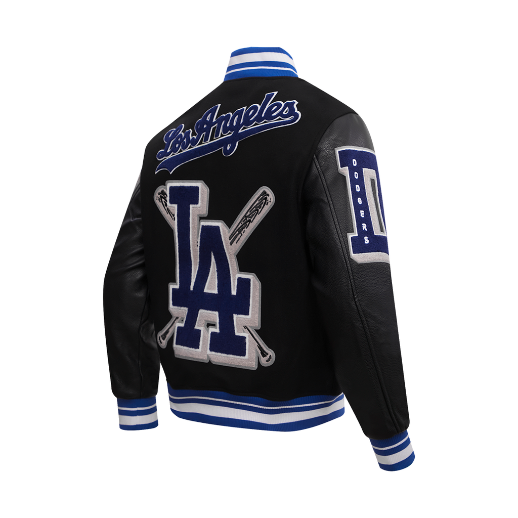 Men's Black LOS ANGELES DODGERS Rib Wool Varsity Jacket
