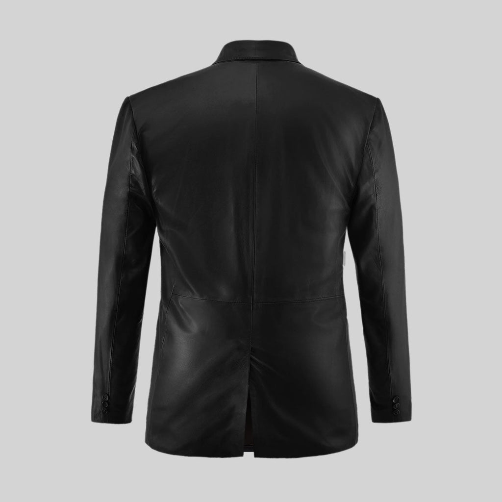 Men's Black Leather Blazer