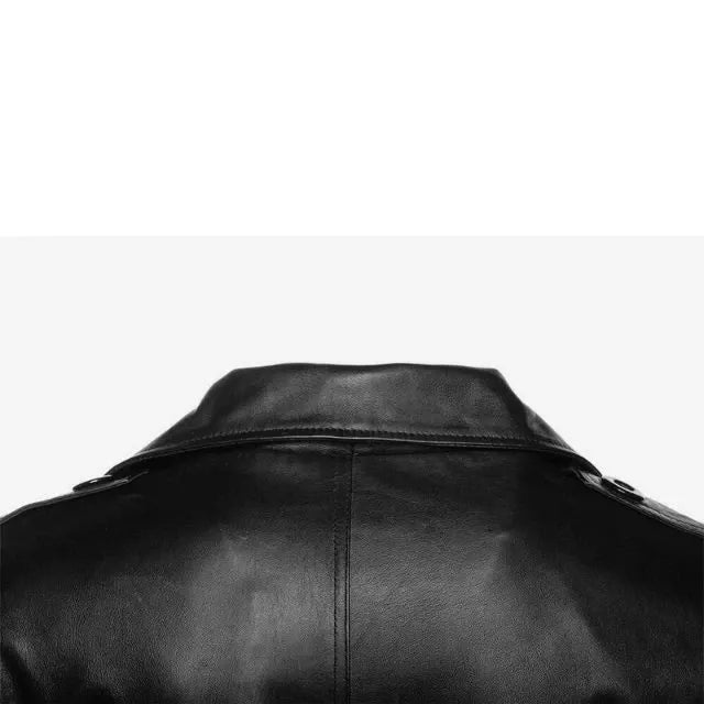 Men’s Black Leather Double Breasted Coat