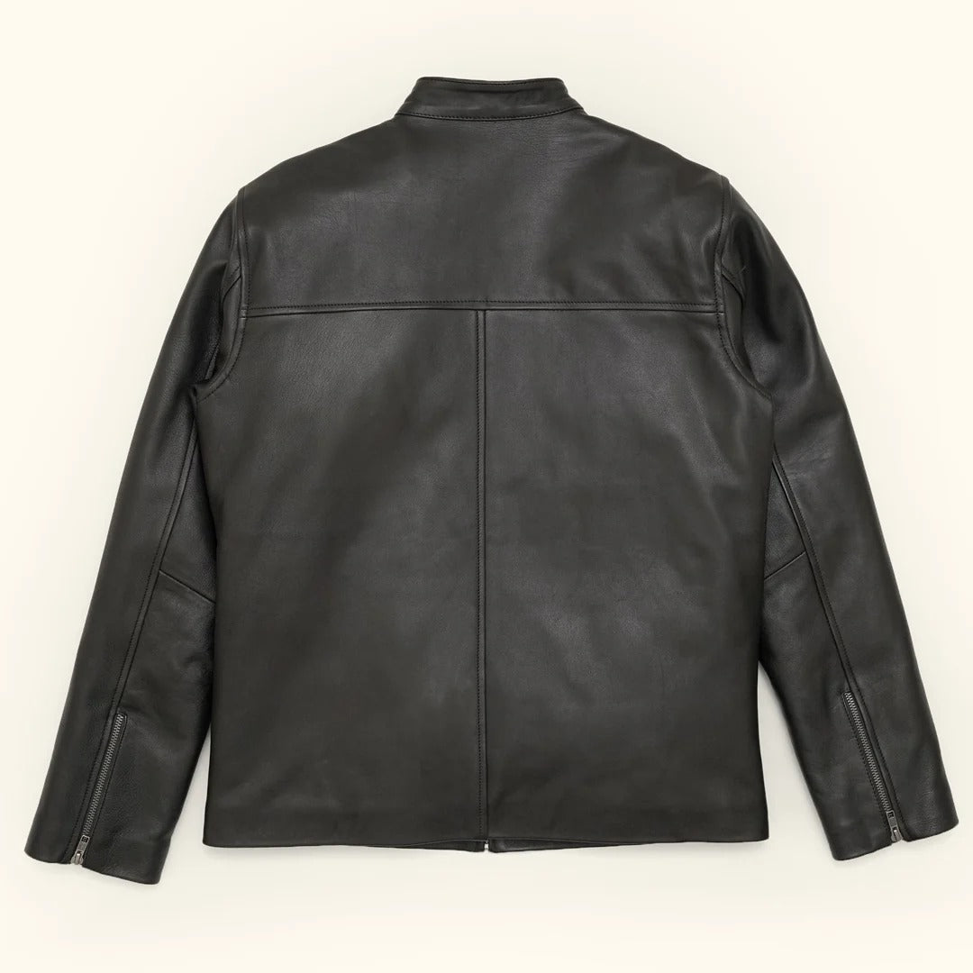 Men's Black Leather Moto Jacket