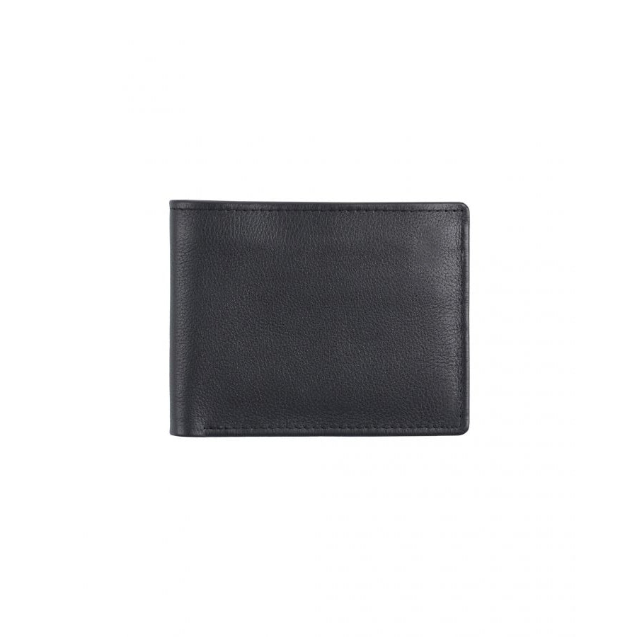 Men's Black Leather Wallet With Two Cash Compartments