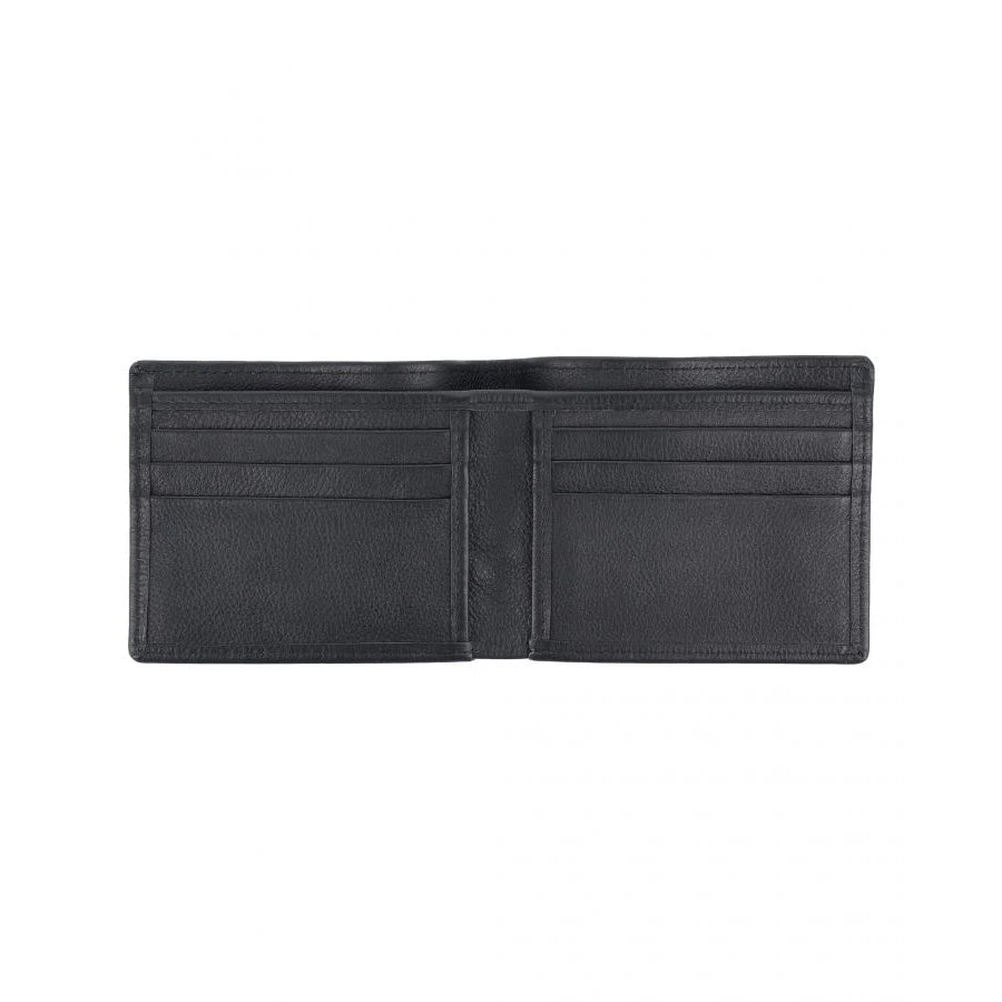 Men's Black Leather Wallet With Two Cash Compartments