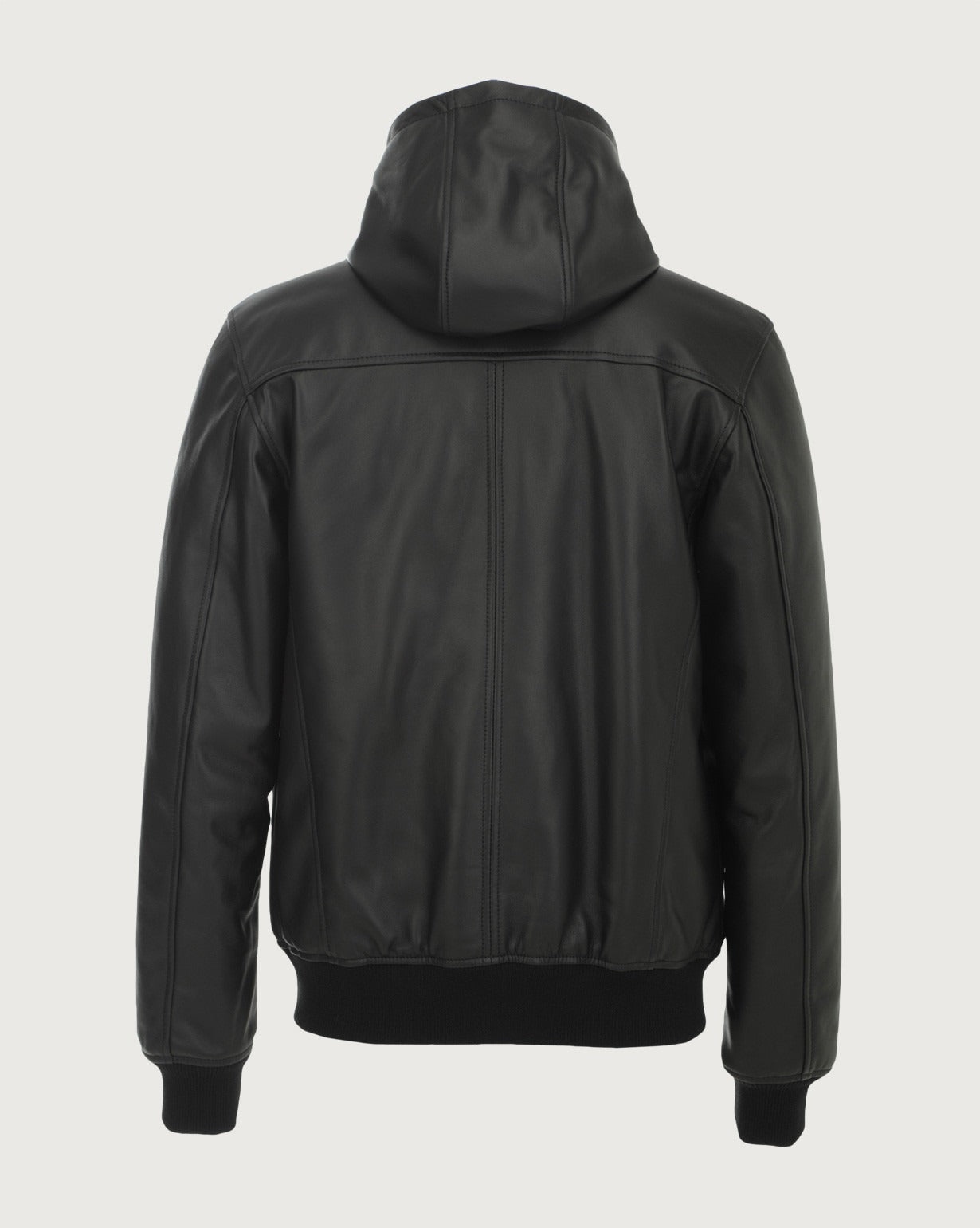 Men's Black Nappa Hooded leather jacket