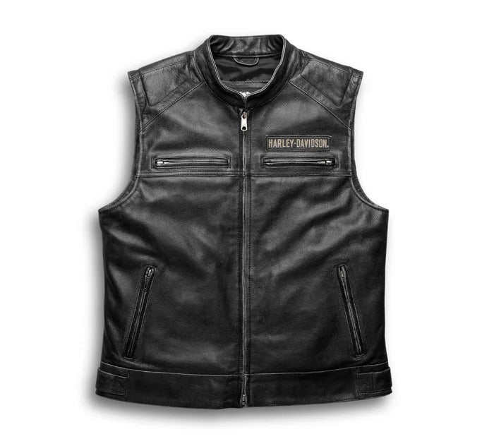 Men's Black Passing Link Leather Vest