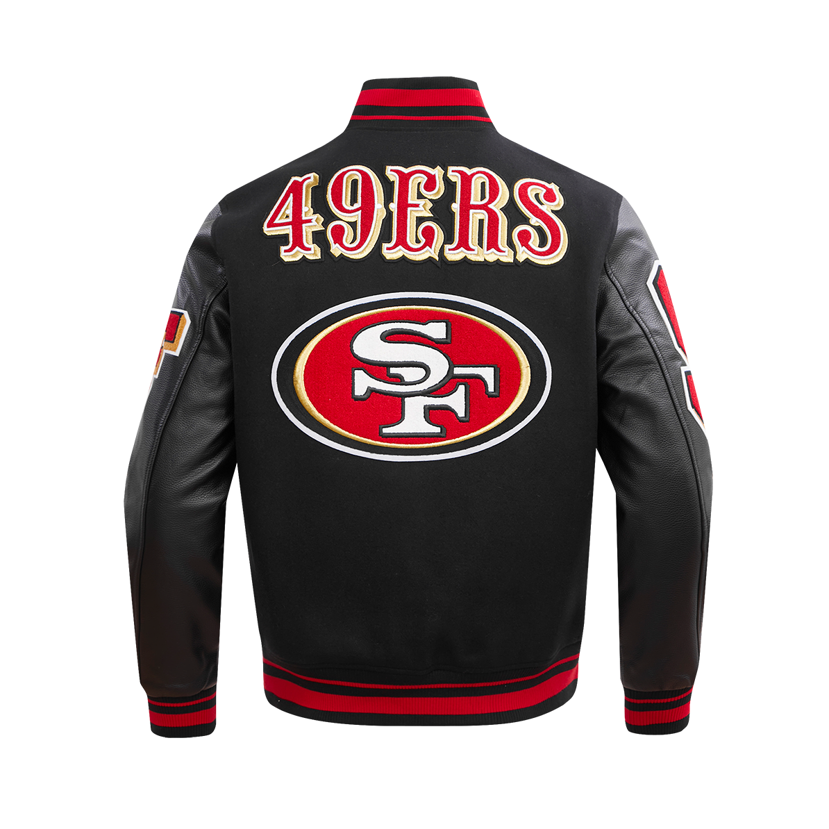 Men's Black SAN FRANCISCO 49ERS Rib Wool Varsity Jacket