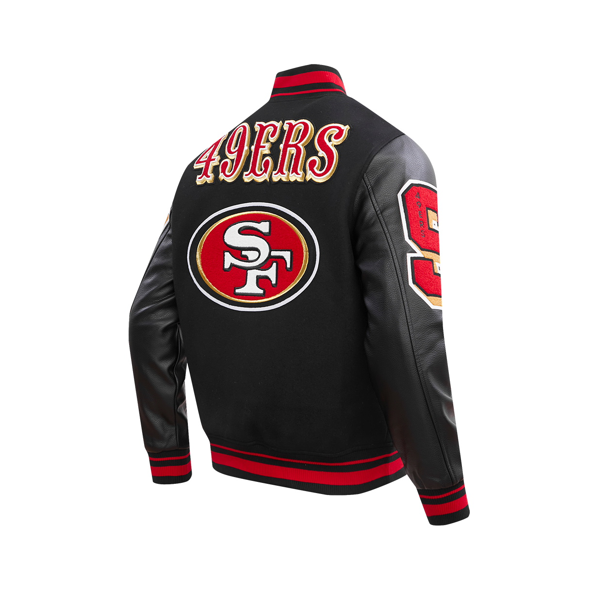 Men's Black SAN FRANCISCO 49ERS Rib Wool Varsity Jacket
