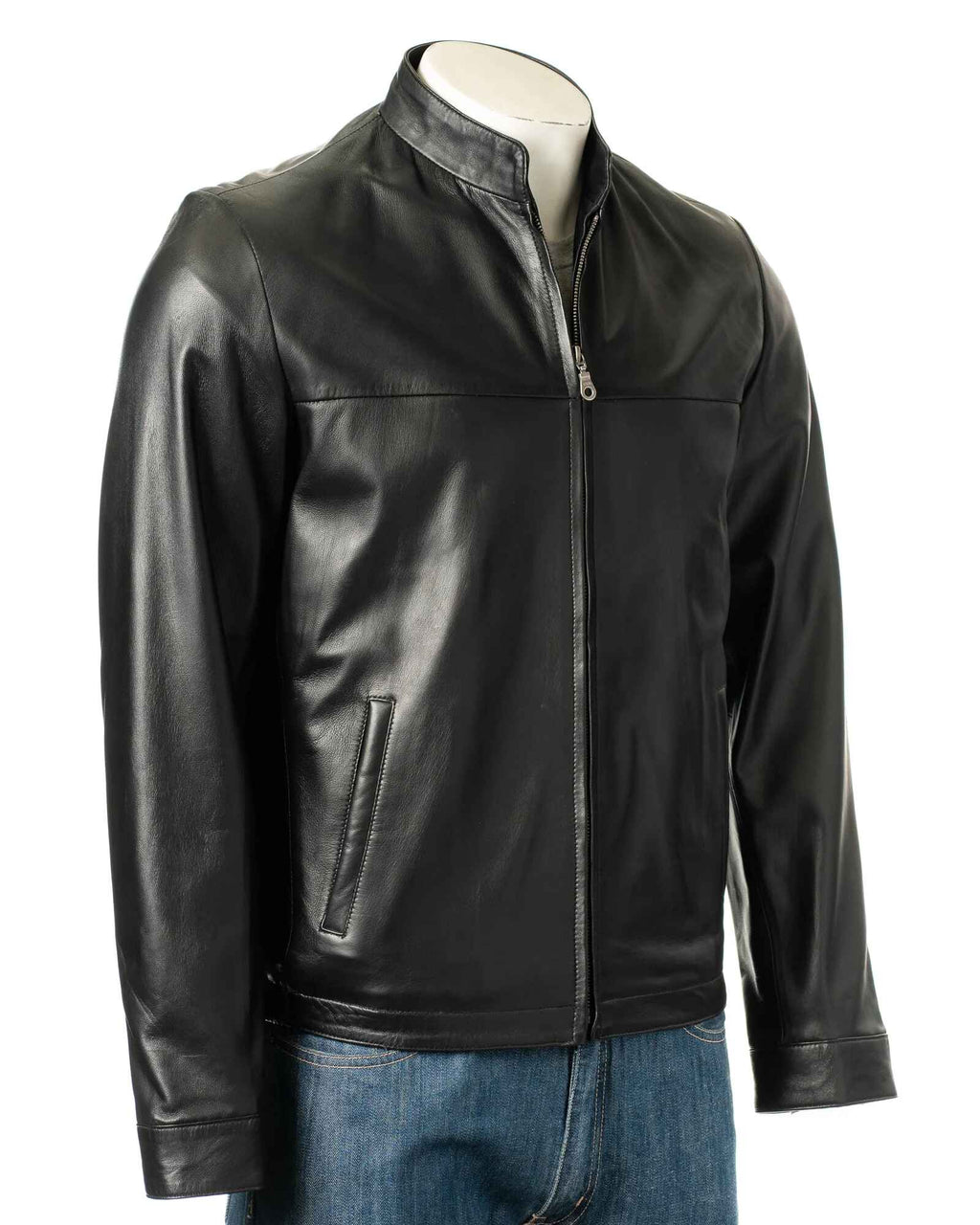 Men's Black Simple Leather Jacket