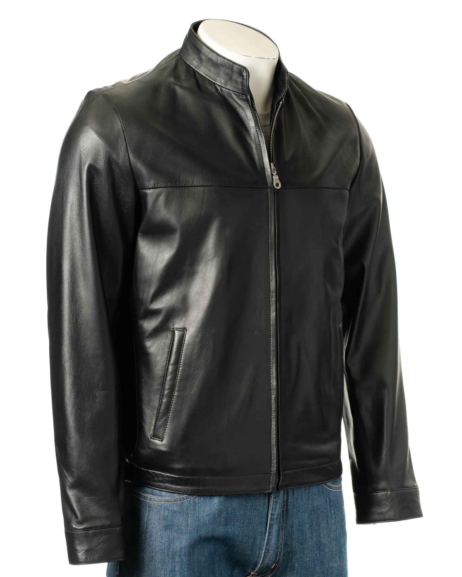 Men's Black Simple Leather Jacket