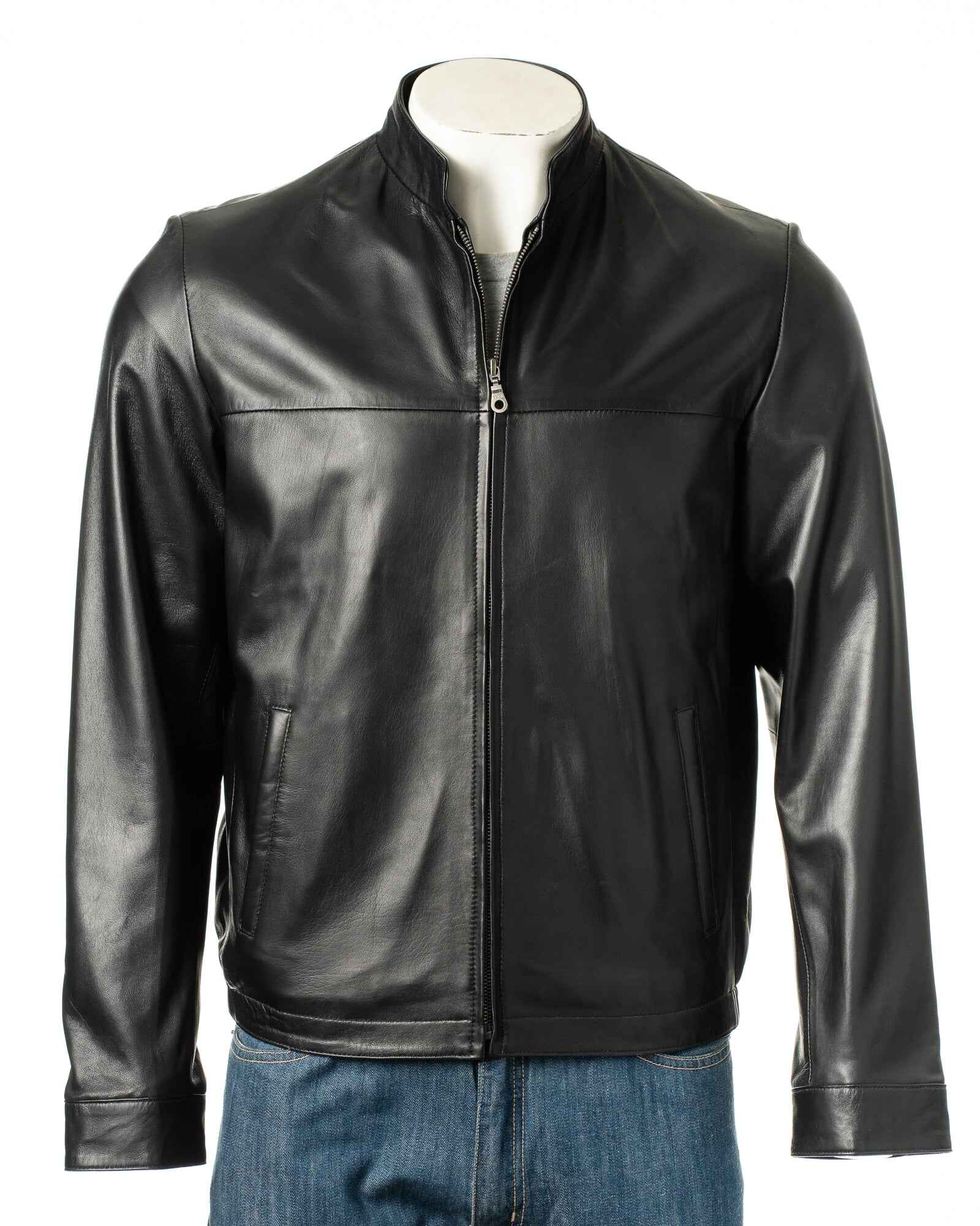 Men's Black Simple Leather Jacket