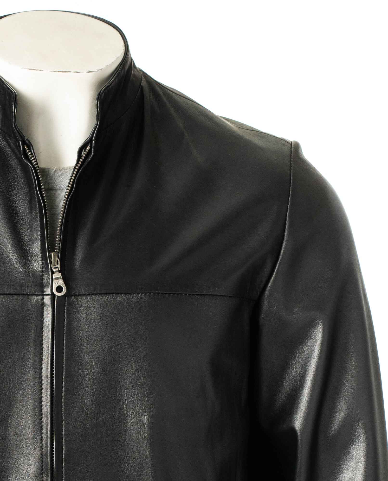 Men's Black Simple Leather Jacket