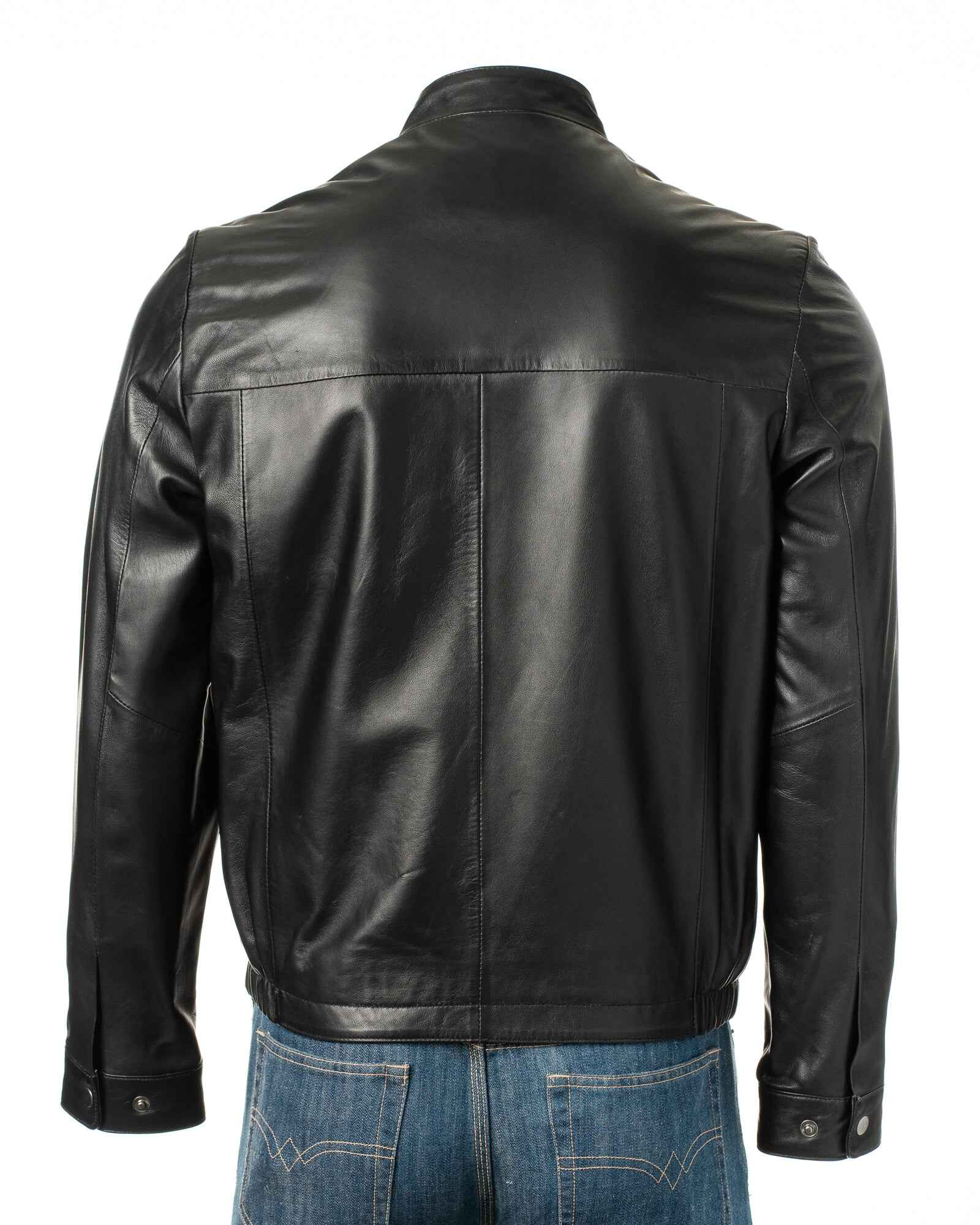 Men's Black Simple Leather Jacket