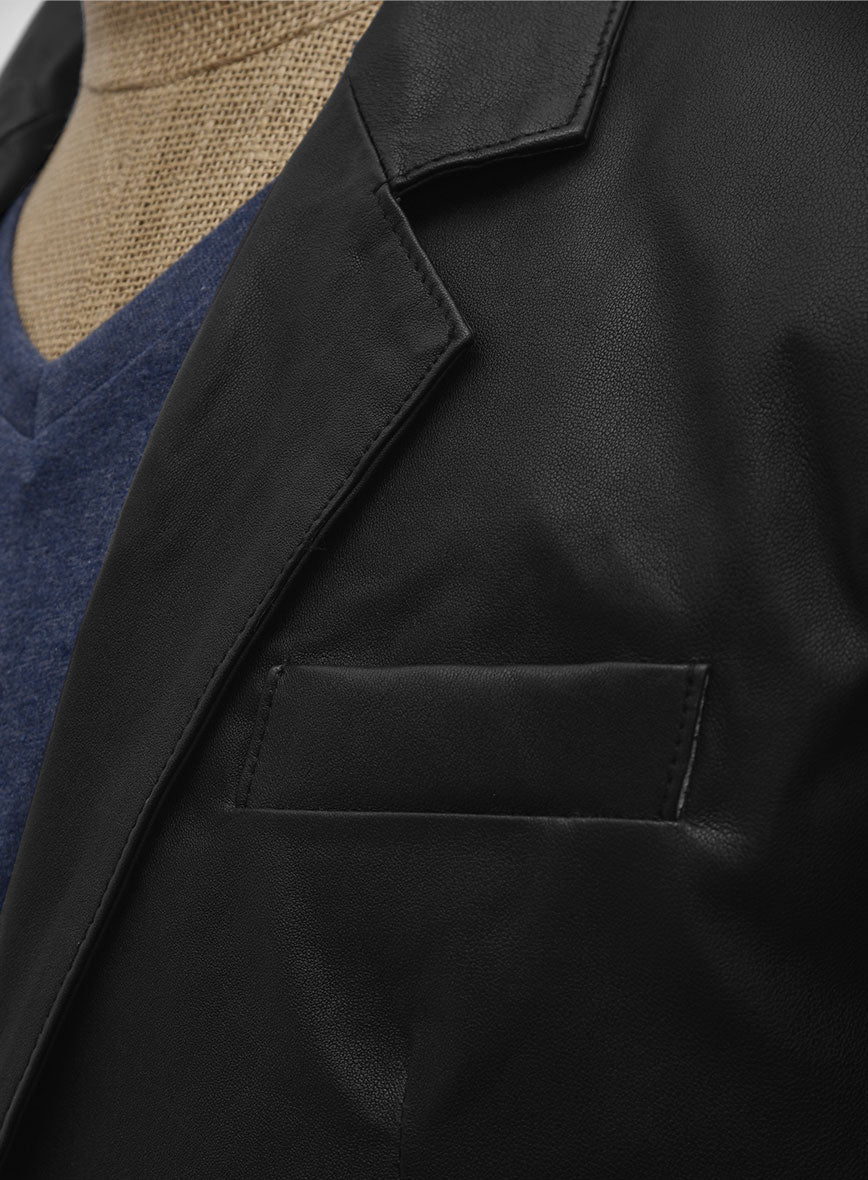 Men's Black Stretch Leather Blazer
