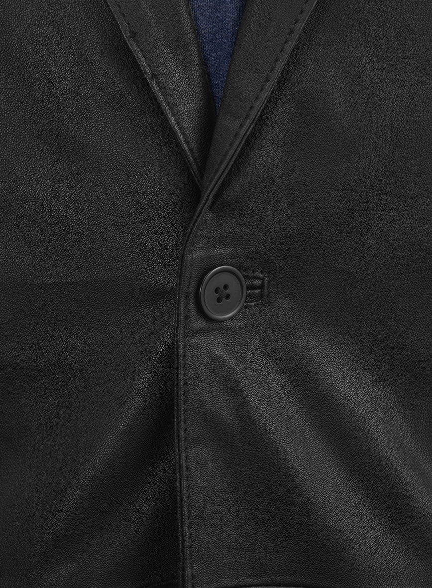 Men's Black Stretch Leather Blazer