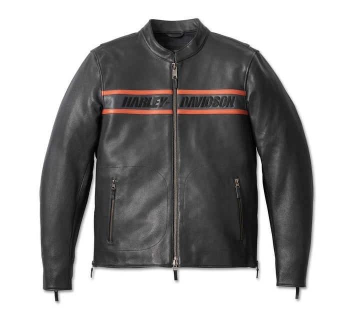 Men's Black Victory Lane II Leather Motorcycle Jacket