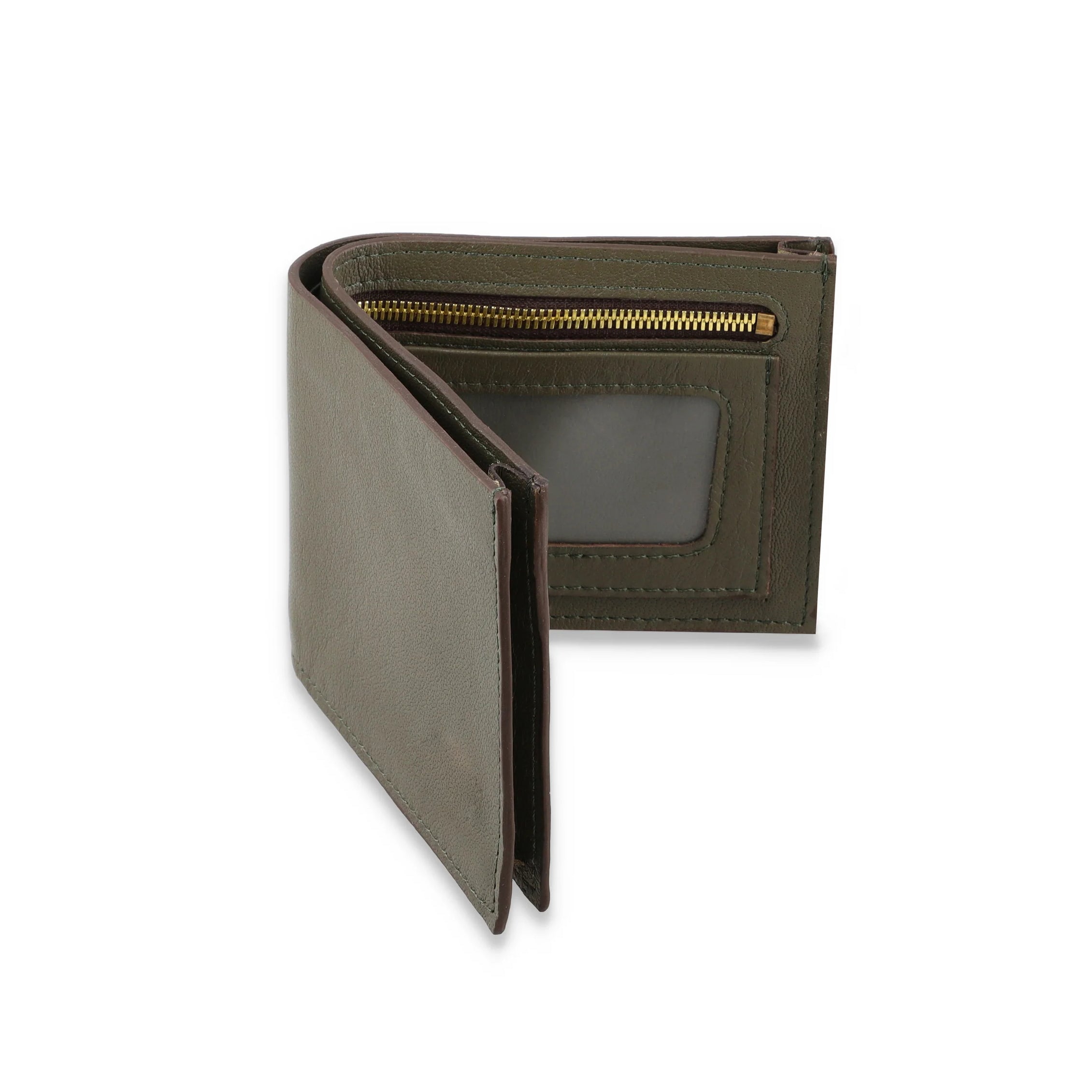 Men's Black and Gray Leather Wallet With ID Window