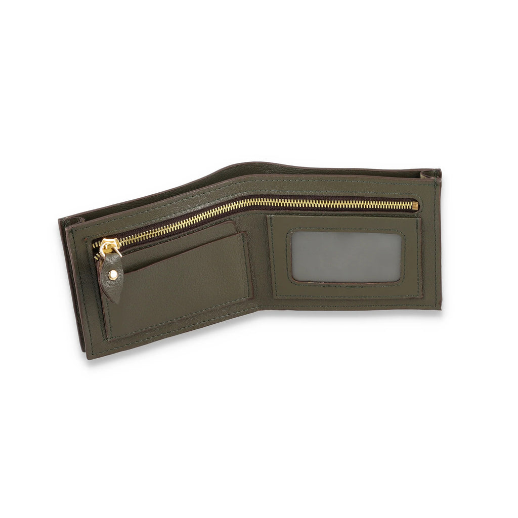 Men's Black and Gray Leather Wallet With ID Window