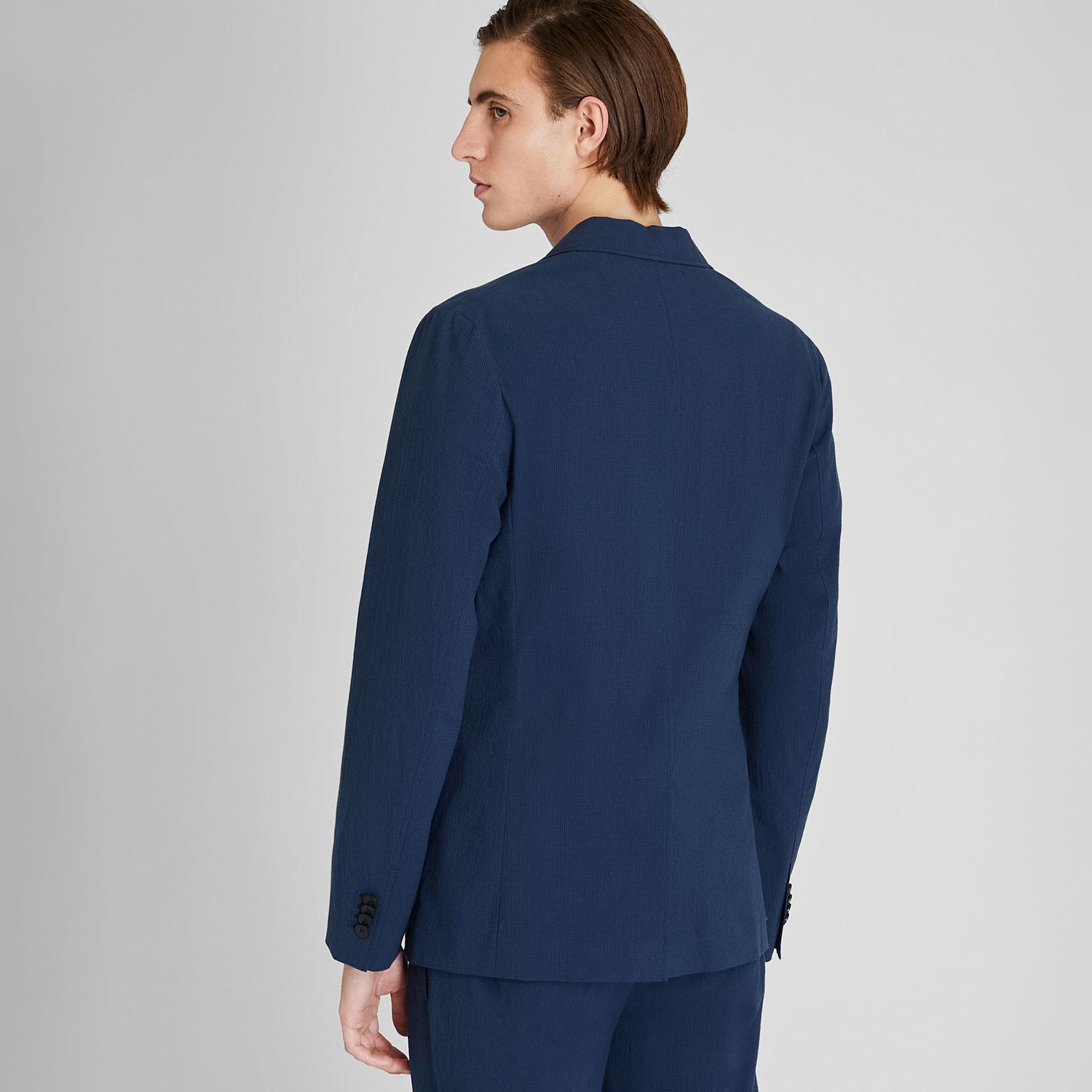 Men's Blue Slim Fit Cotton Blazer