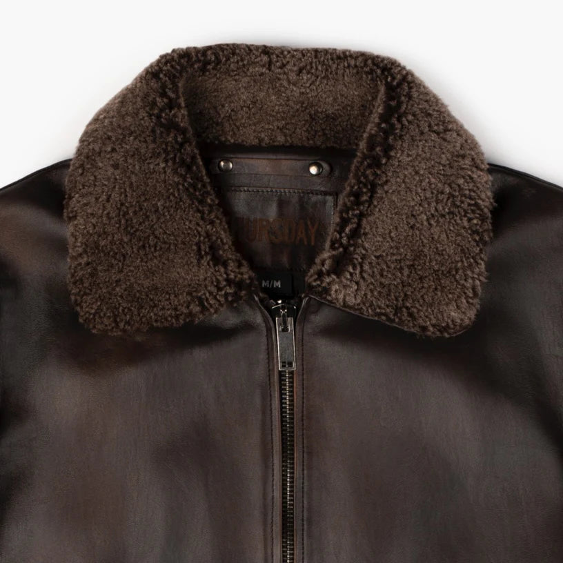 Chaqueta de aviador bomber marrón para hombre