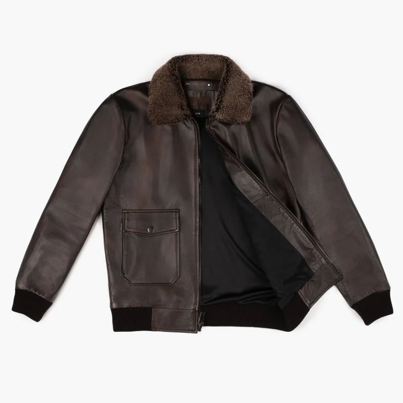 Chaqueta de aviador bomber marrón para hombre