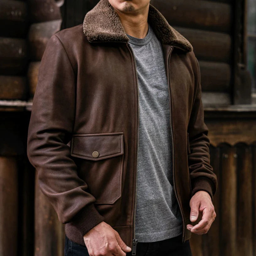 Men's Bomber Flight Jacket Dark Brown