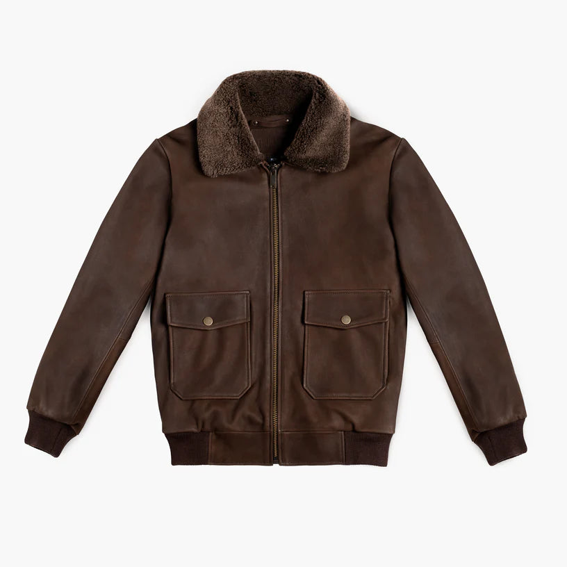 Men's Bomber Flight Jacket Dark Brown