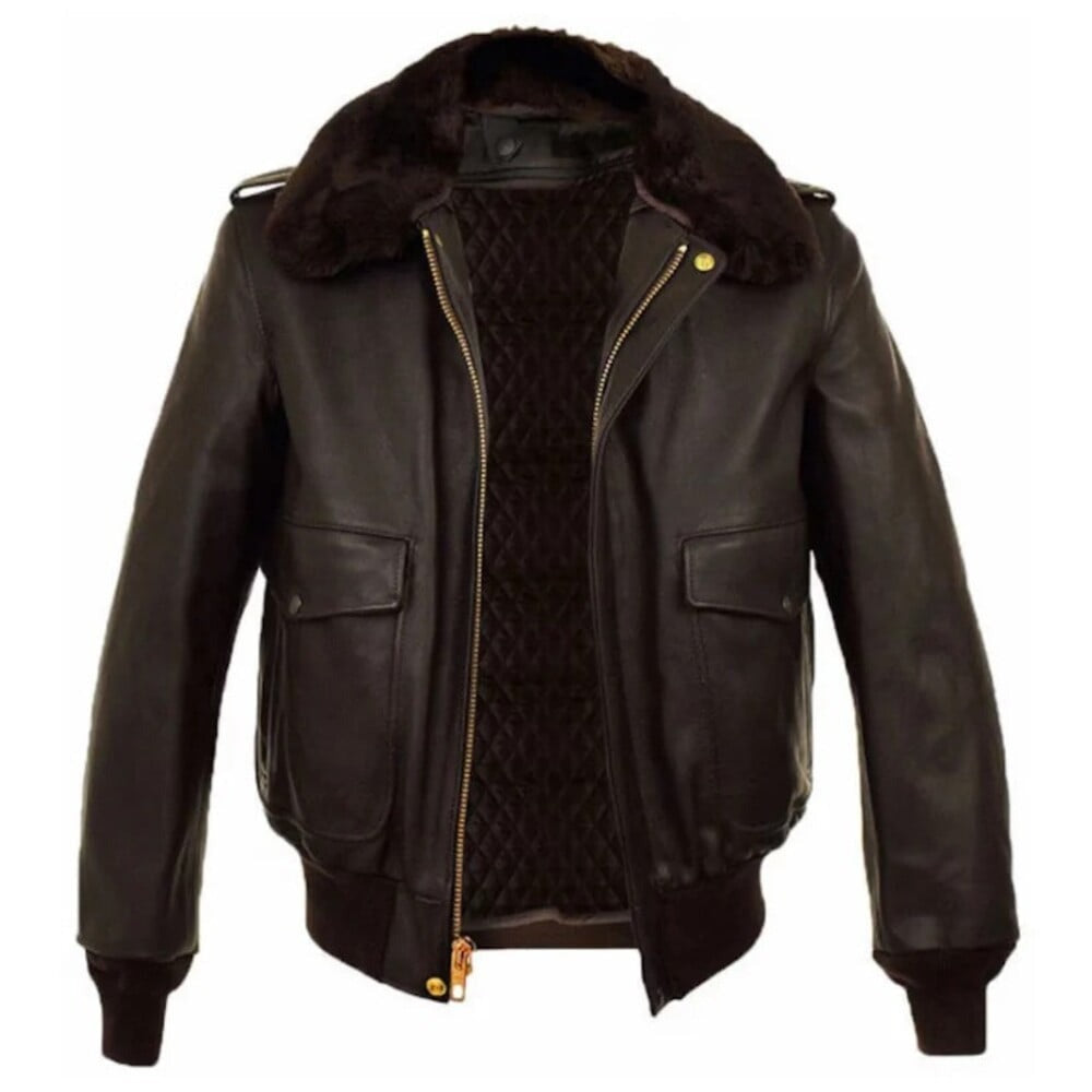 Men's Brown Airforce Bomber Leather Aviator Jacket