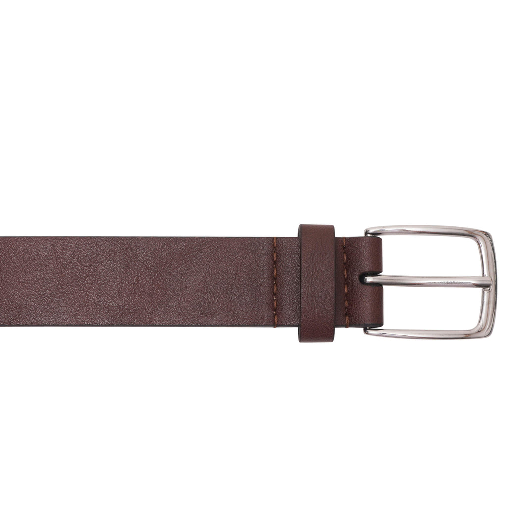 Men’s Brown Bonded Leather Belt with Silver Buckle