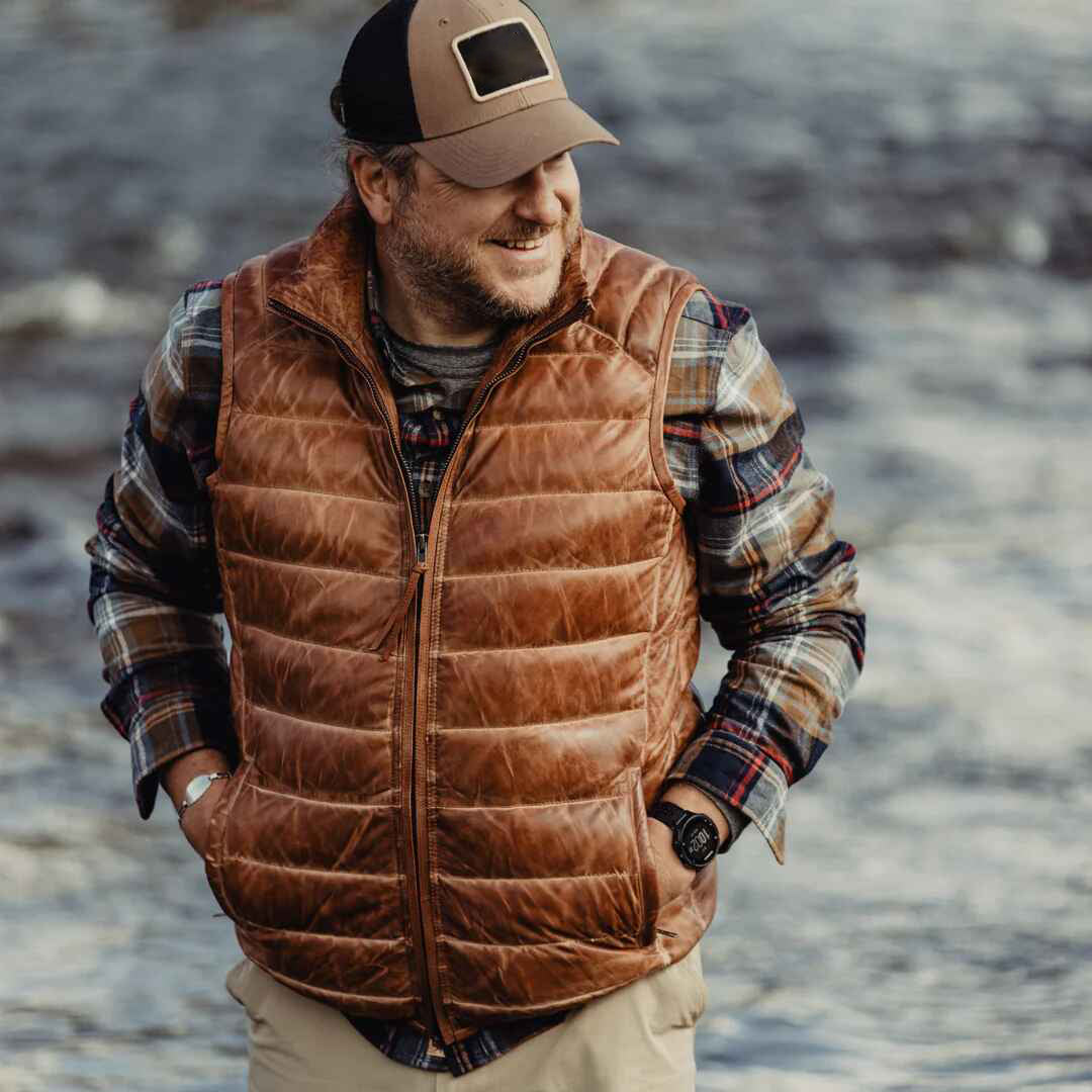 Men's Brown Bridger Leather Down Vest