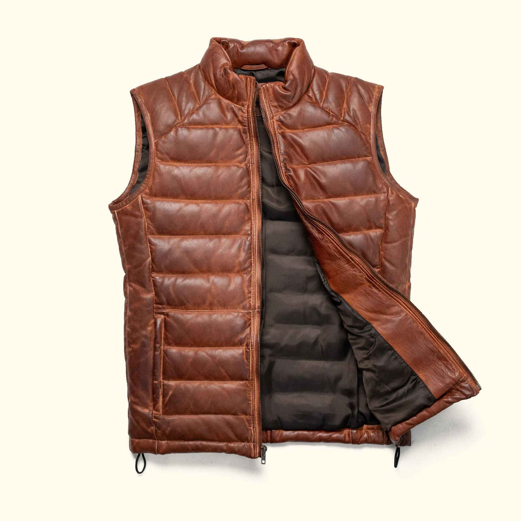 Men's Brown Bridger Leather Down Vest