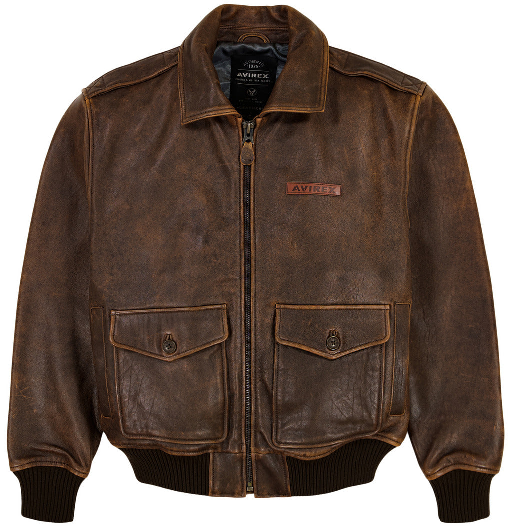Men's Brown Distressed Leather Varsity Jacket