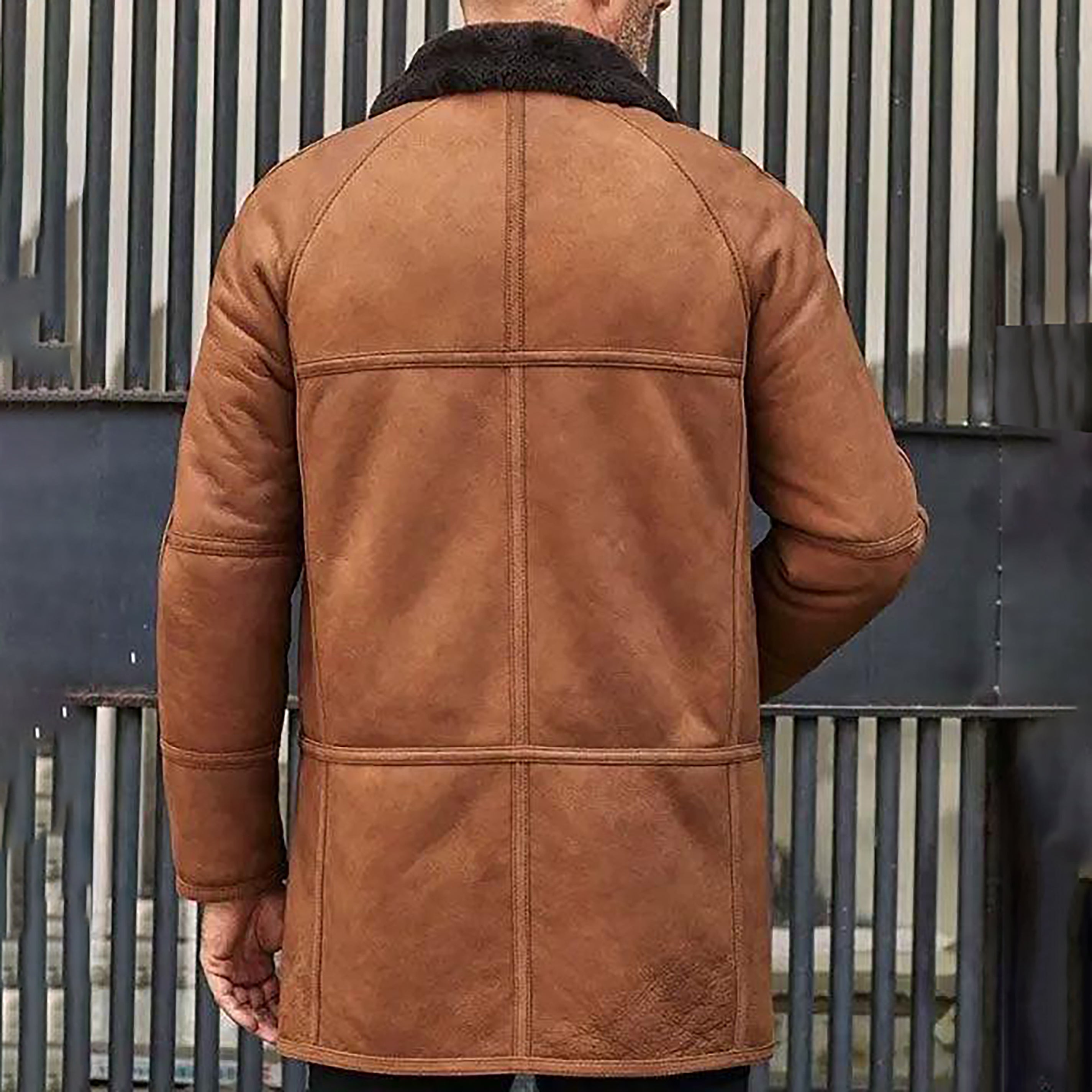 Men's Brown Fur Shearling Leather Coat