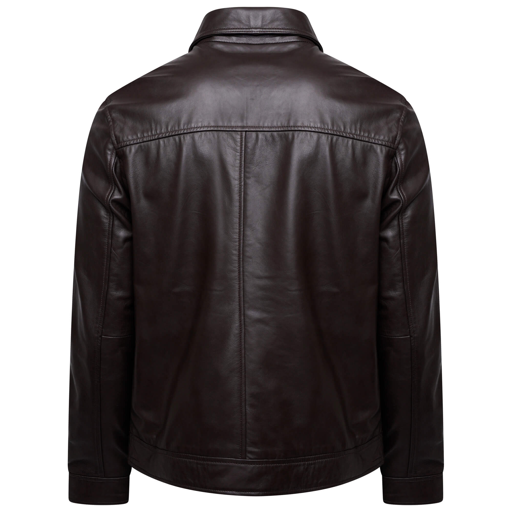 Men’s Brown Leather Patch-Pocket Jacket