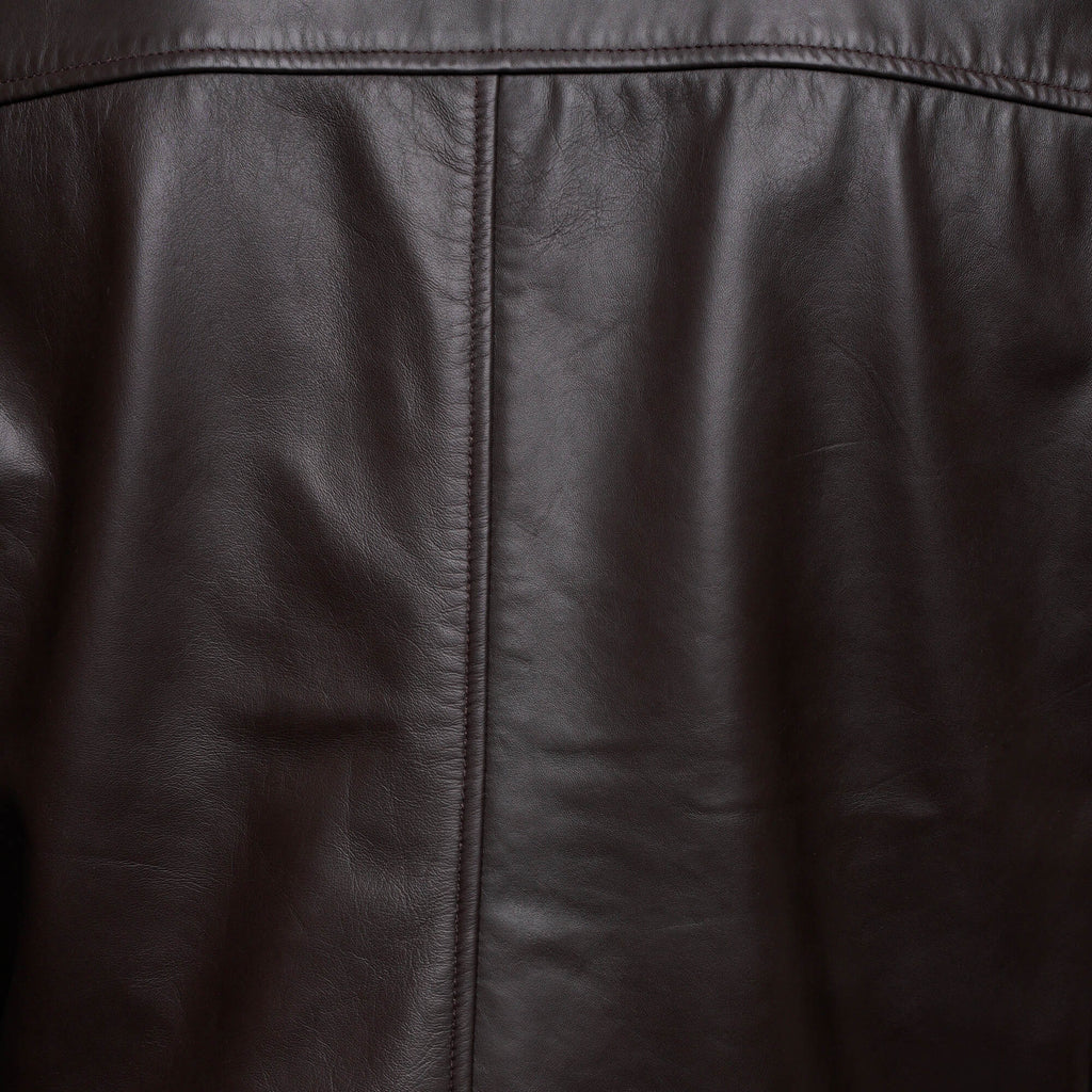 Men’s Brown Leather Patch-Pocket Jacket