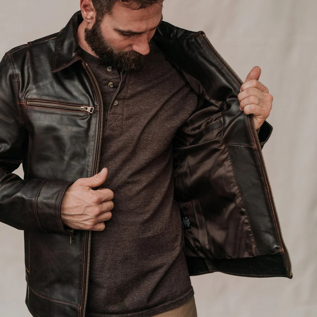 Men's Brown Legacy Leather Moto Jacket