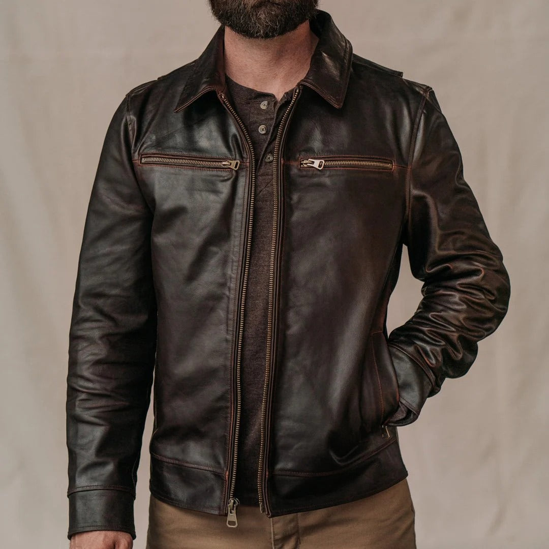 Men's Brown Legacy Leather Moto Jacket