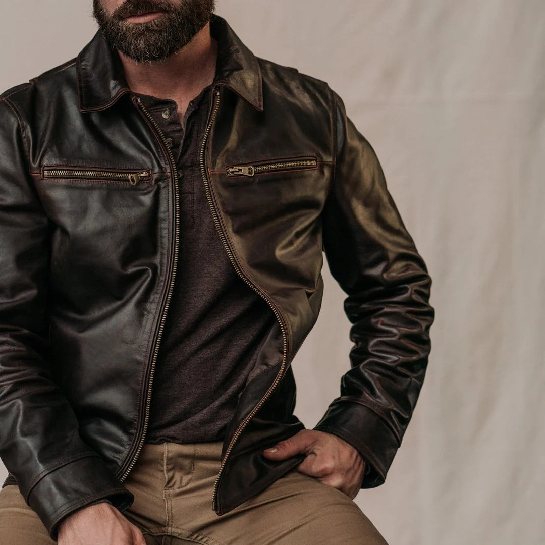 Men's Brown Legacy Leather Moto Jacket