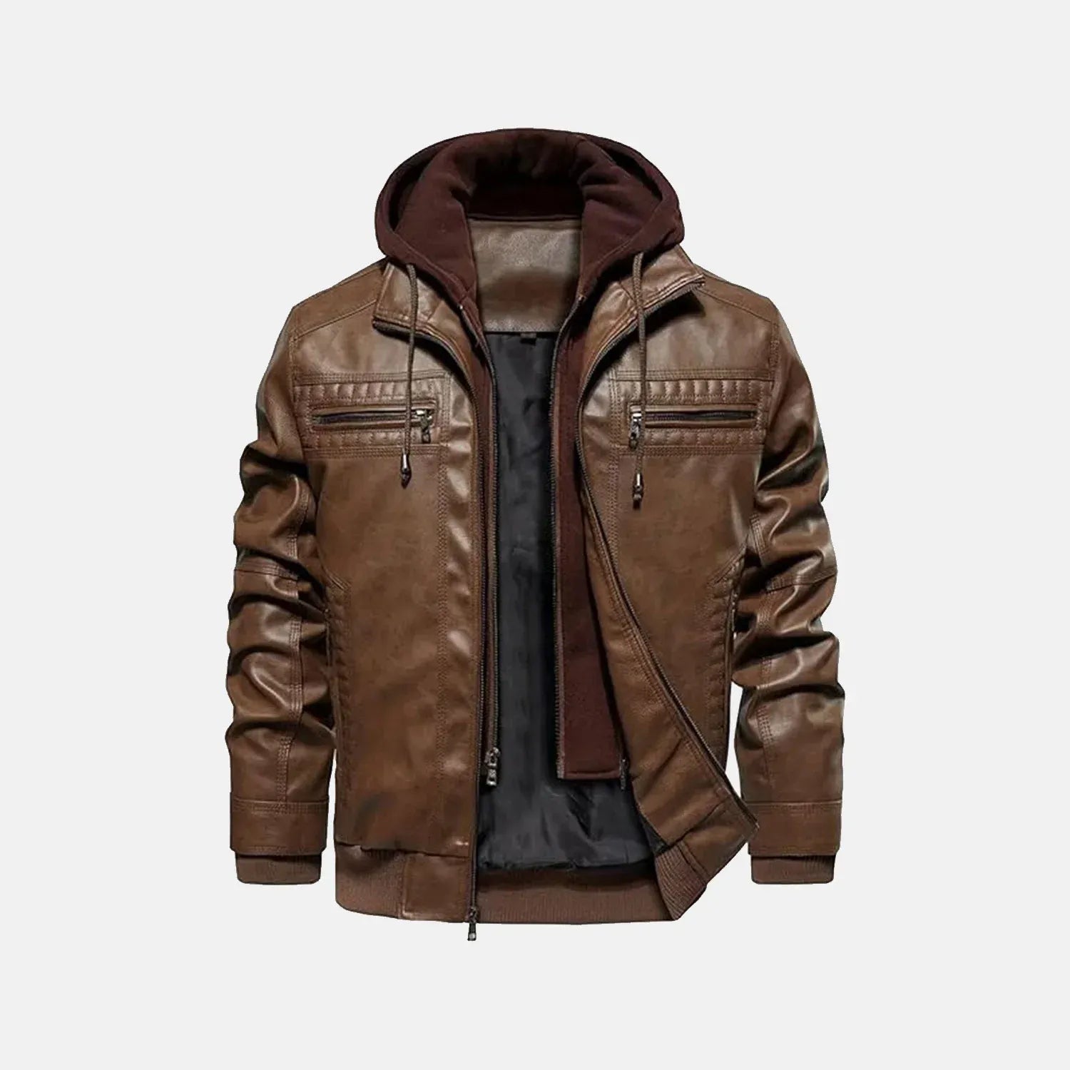 Men's Brown Metro Hooded Vintage Leather Jacket