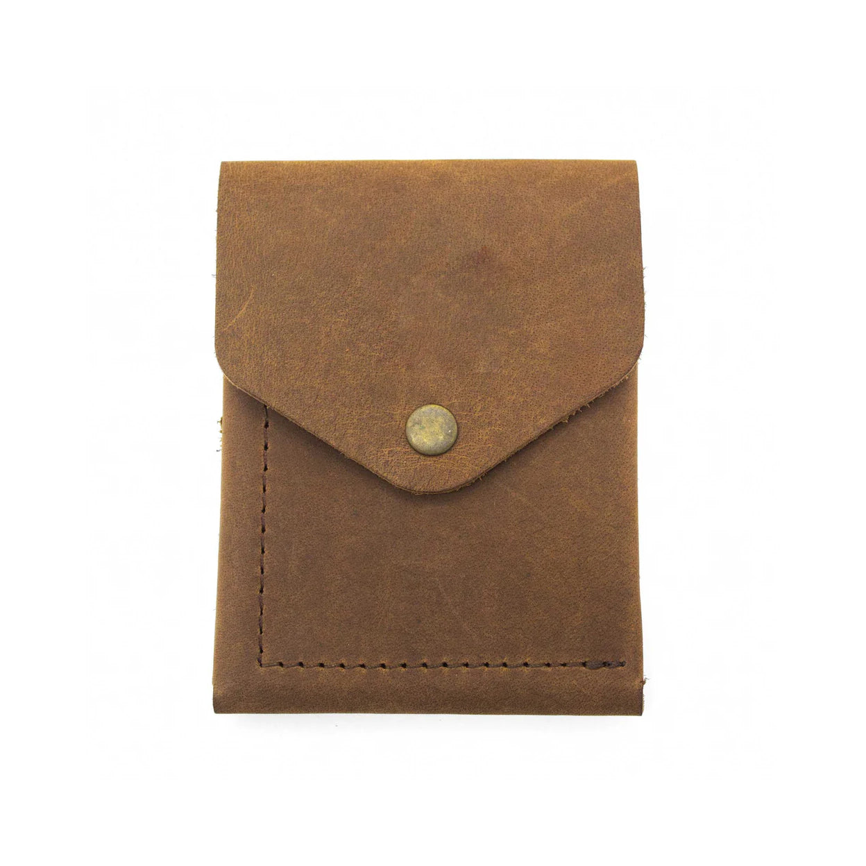 Men's Brown Minimalist Leather Wallet With a Center Vertical Slot
